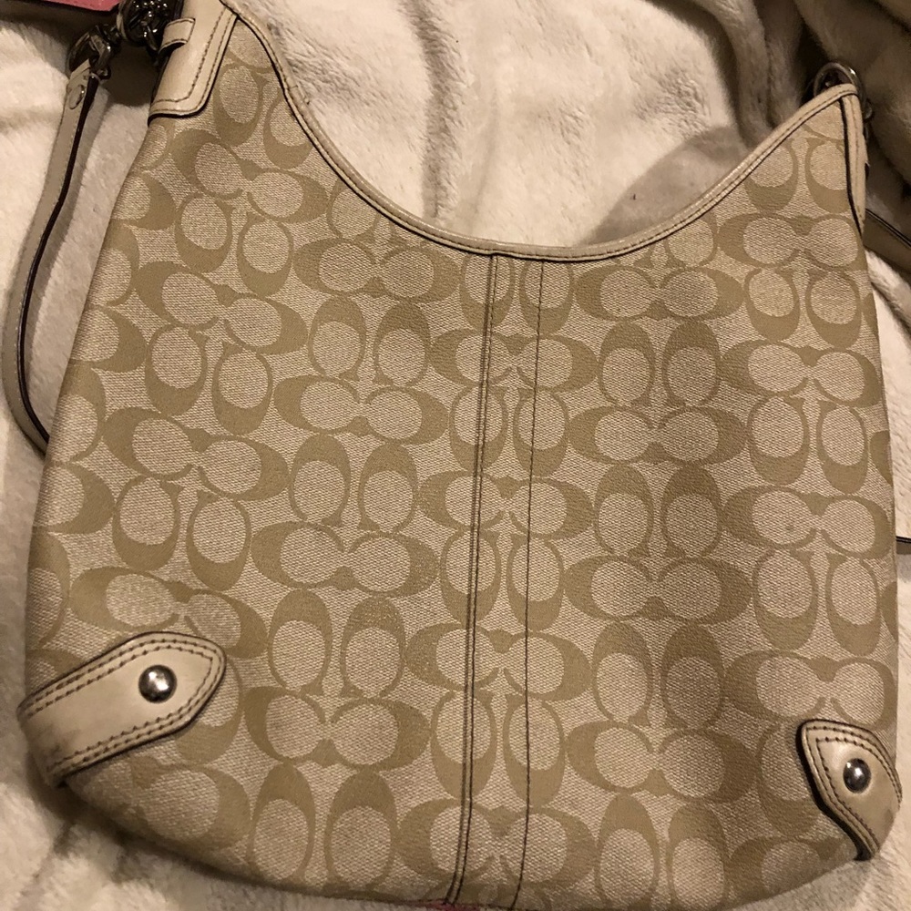 Beige Cream Coach Crossbody / Shoulder Bag